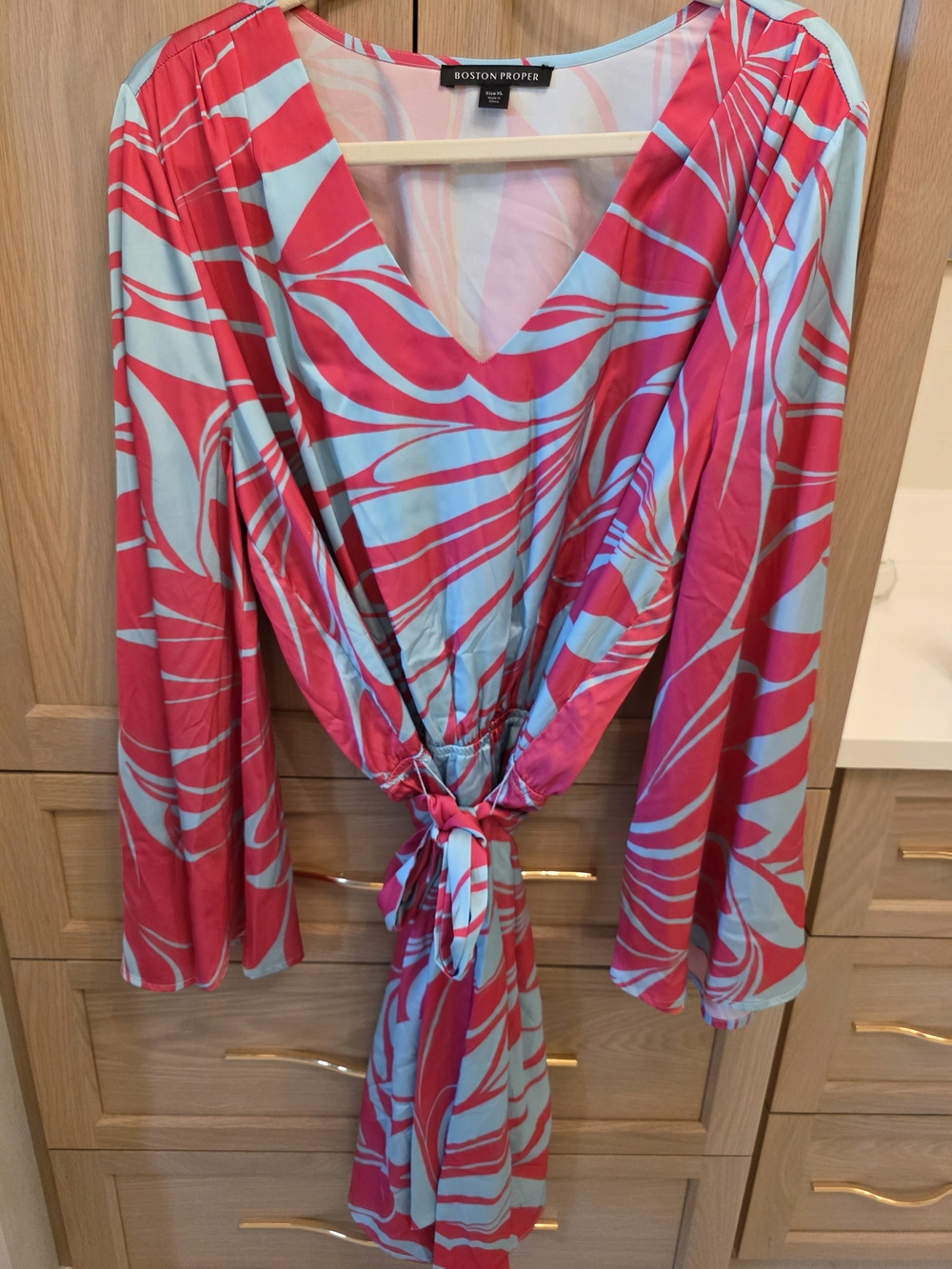 Boston Proper Pink & Aqua Abstract Dress